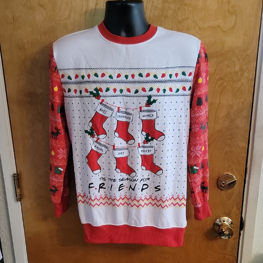 Friends TV Show Tis the Season Ugly Christmas Stocking Sweater Shirt Small